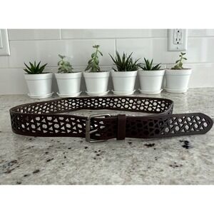 BCBGMAXAZRIA Size S Chestnut Cutout Leather Hip Belt NWT 100% Leather